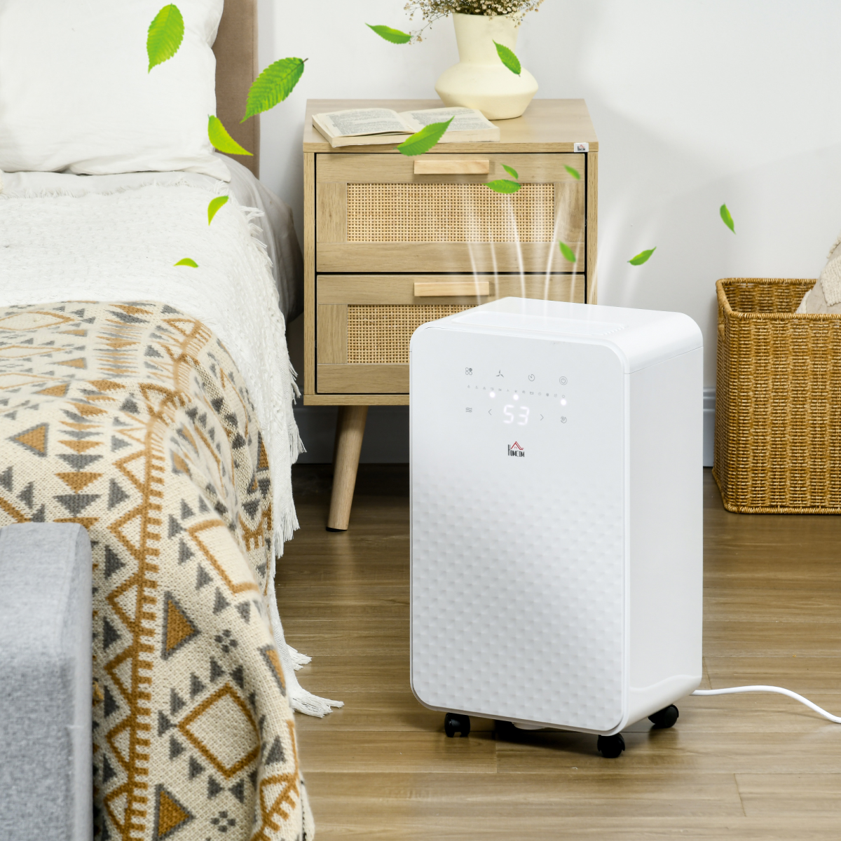 HOMCOM 10L/Day Portable Quiet Air Dehumidifier with Purifier