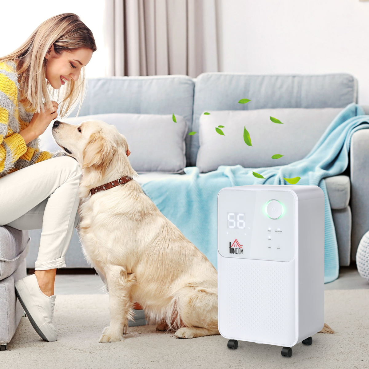 HOMCOM 16L/Day Portable Quiet Dehumidifier