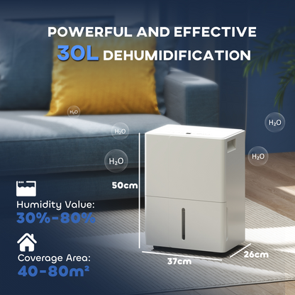 HOMCOM 30L/Day Dehumidifier with Filter