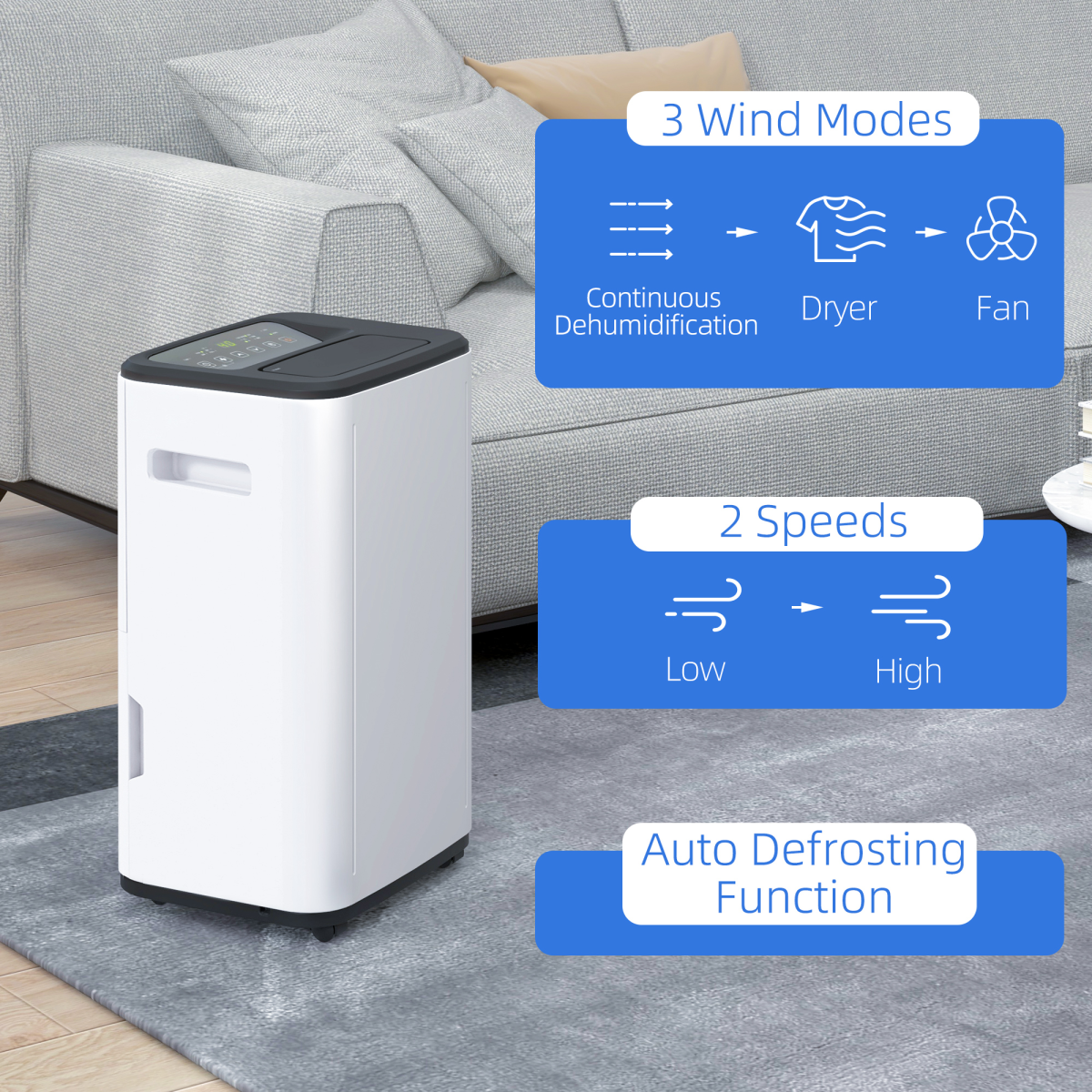 HOMCOM 20L/Day 6L Portable Quiet Air Dehumidifier