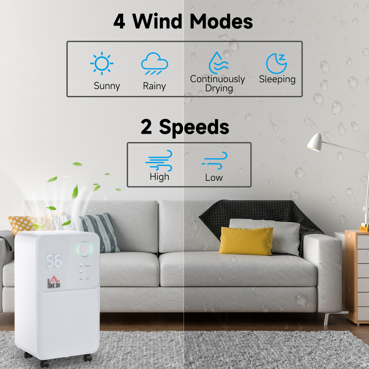 HOMCOM 16L/Day Portable Quiet Dehumidifier