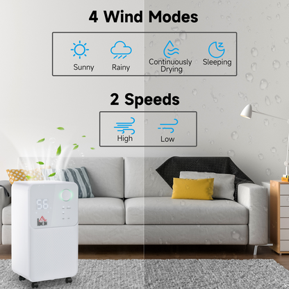 HOMCOM 16L/Day Portable Quiet Dehumidifier