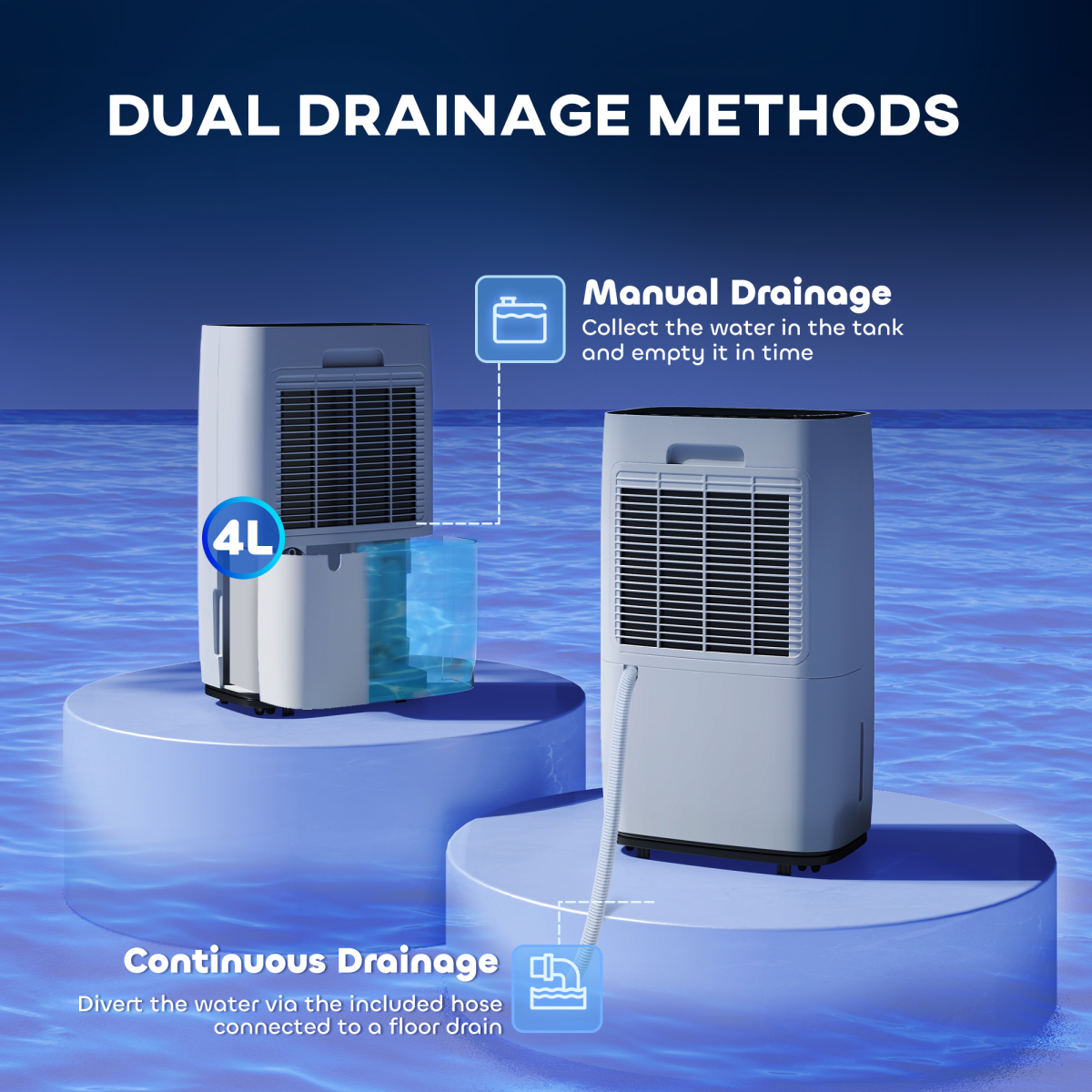 HOMCOM 16L/Day Portable Quiet Dehumidifier