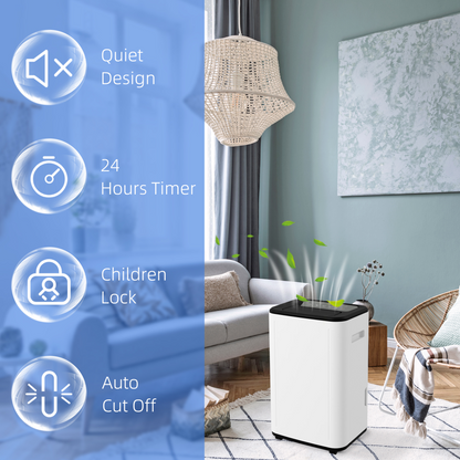HOMCOM 20L/Day 6L Portable Quiet Air Dehumidifier