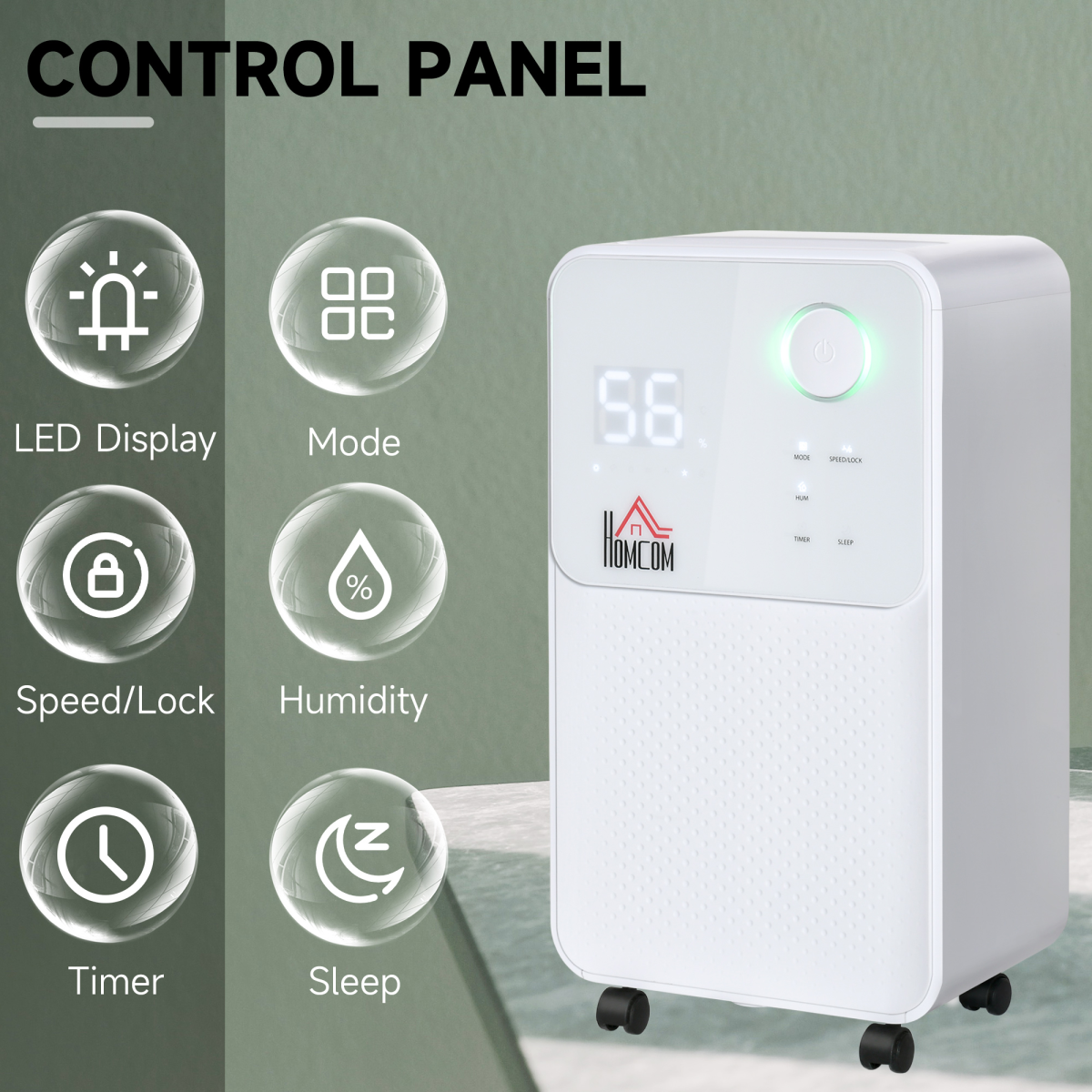 HOMCOM 16L/Day Portable Quiet Dehumidifier