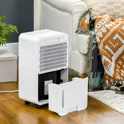 HOMCOM 10L/Day Portable Quiet Air Dehumidifier with Purifier