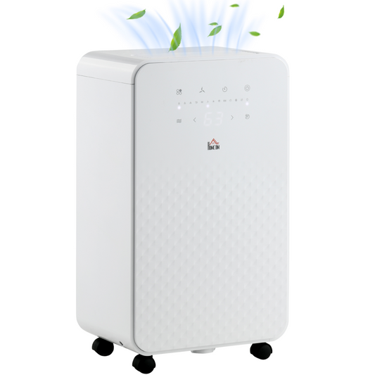 HOMCOM 10L/Day Portable Quiet Air Dehumidifier with Purifier